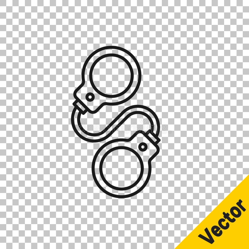 Black line Handcuffs icon isolated on transparent background. Vector vector illustration