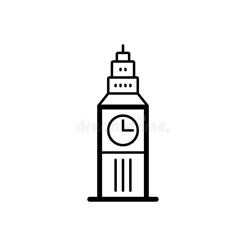 Black Line Icon for Big Ben, and Landmark Stock Illustration ...