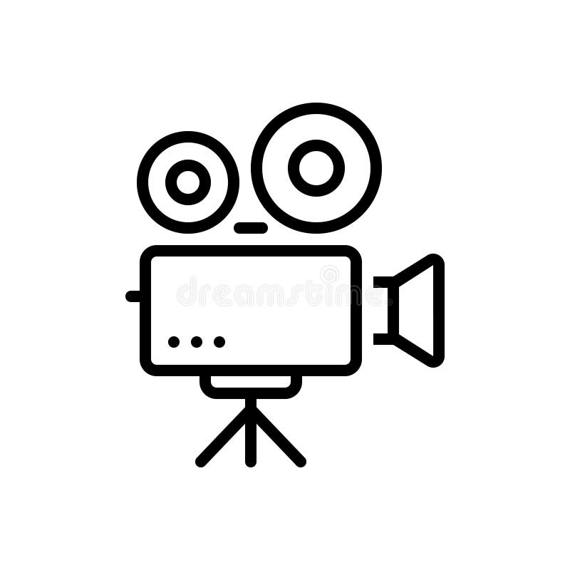 Black line icon for Video Camera, videographer and broadcast