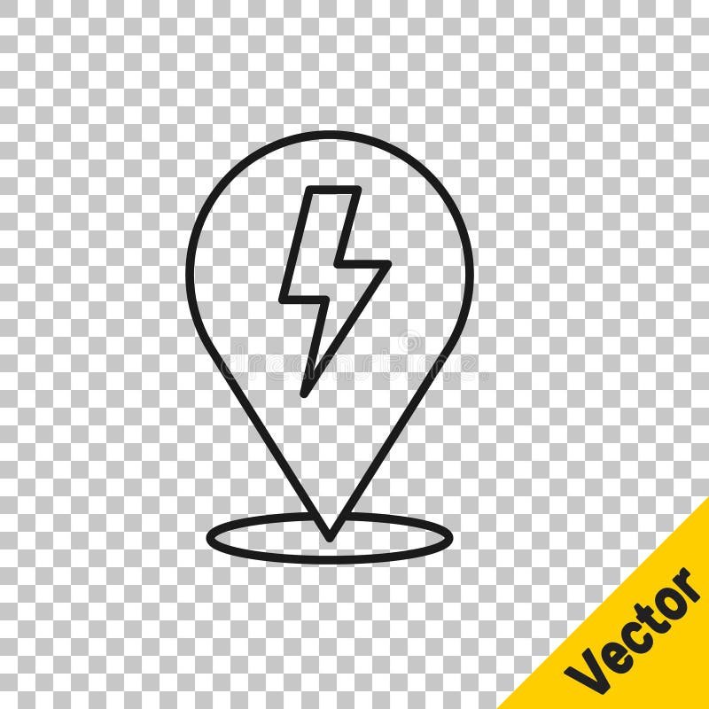 Black line Lightning bolt icon isolated on transparent background. Flash sign. Charge flash icon. Thunder bolt. Lighting royalty free illustration