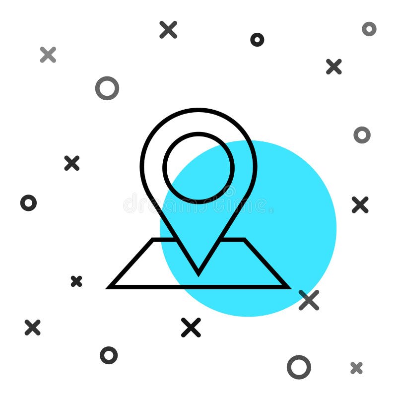 Black Line Location Icon Isolated on White Background. World or Earth