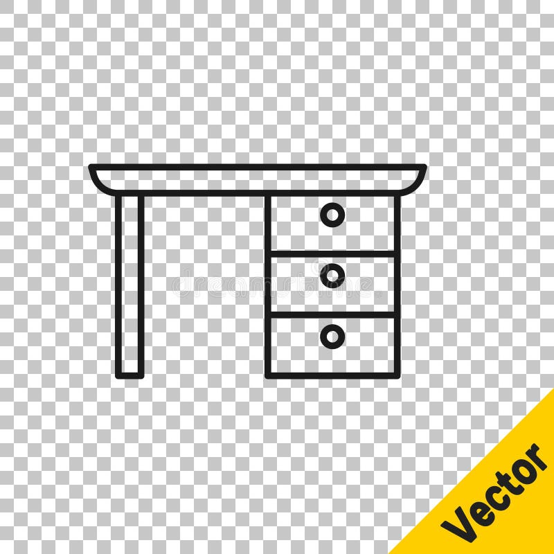 Black line office desk icon isolated on transparent background vector ilustração royalty free