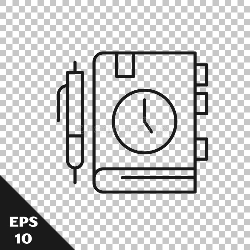 Black line Daily paper notepad icon isolated on transparent background. Vector stock illustration