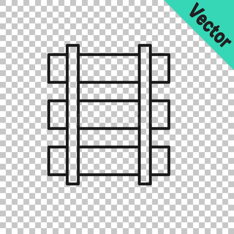 Black Line Railway, Railroad Track Icon Isolated on Transparent