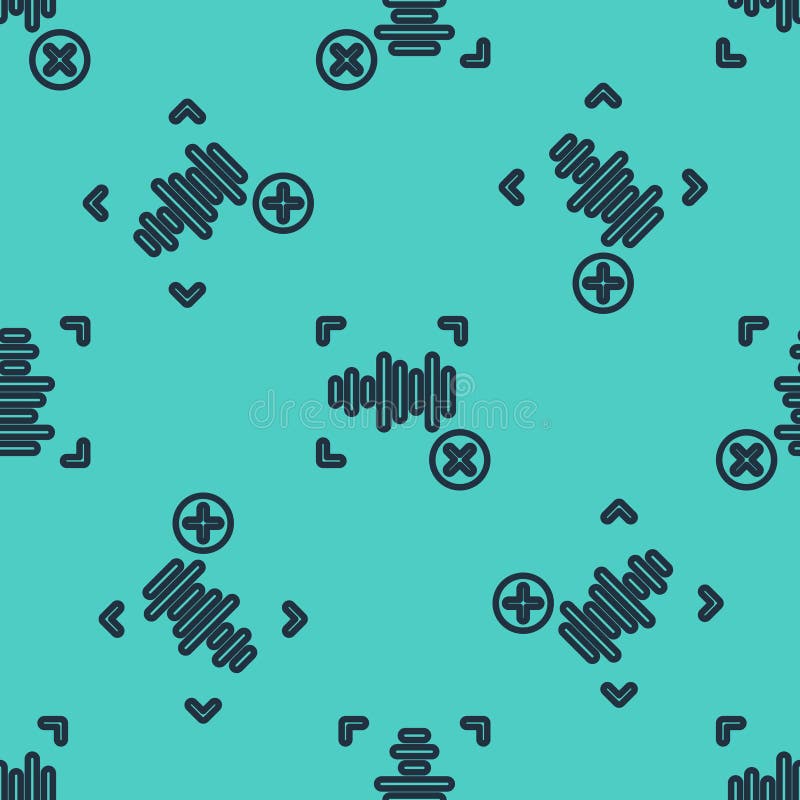 Black line Rejection voice recognition icon isolated seamless pattern on green background. Voice biometric access vector illustration