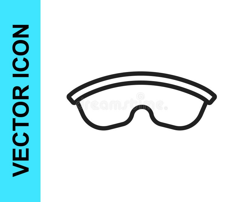 Black Line Safety Goggle Glasses Icon Isolated on White Background