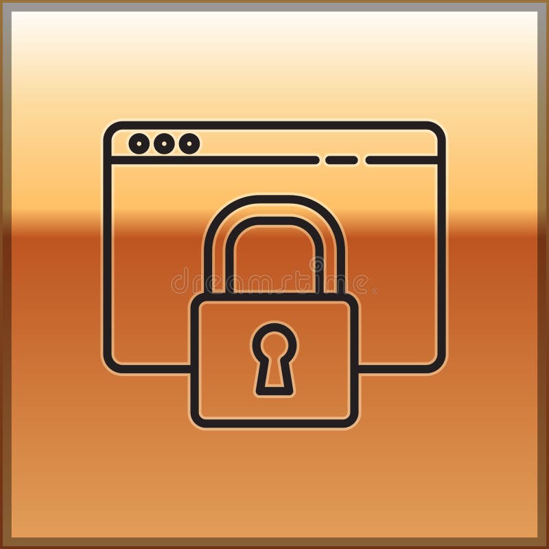 Black line Secure your site with HTTPS, SSL icon isolated on gold background. Internet communication protocol. Vector vector illustration