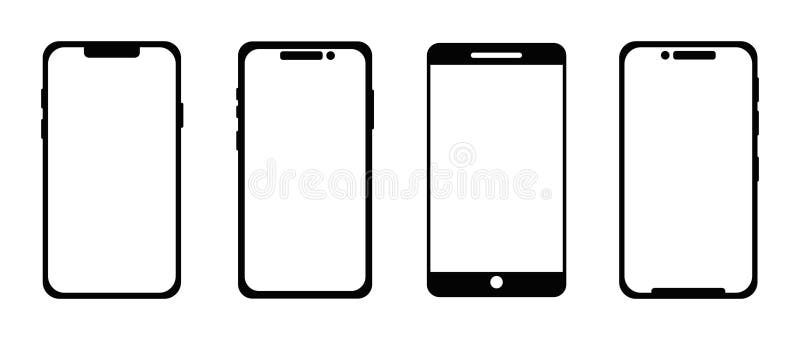 Black and line smartphone simple modern designMock up smartphone, simple silhouette frame. High quality device front stock illustration