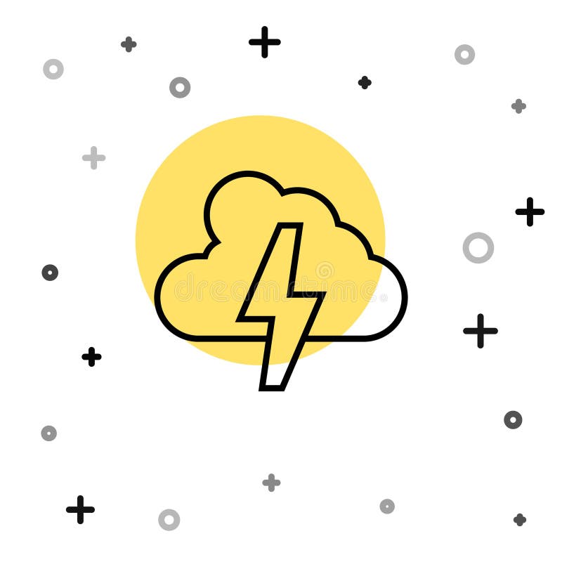 Black line Storm icon isolated on white background. Cloud and lightning sign. Weather icon of storm. Random dynamic vector illustration