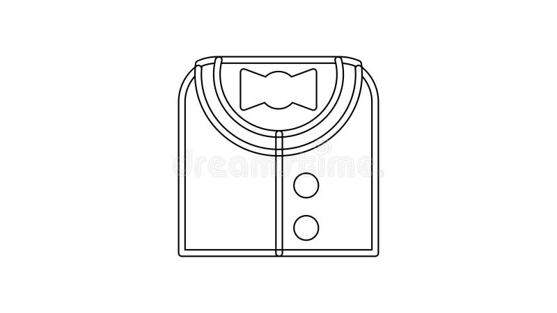 Black line Suit icon isolated on white background. Tuxedo. Wedding suits with necktie. 4K Video motion graphic animation