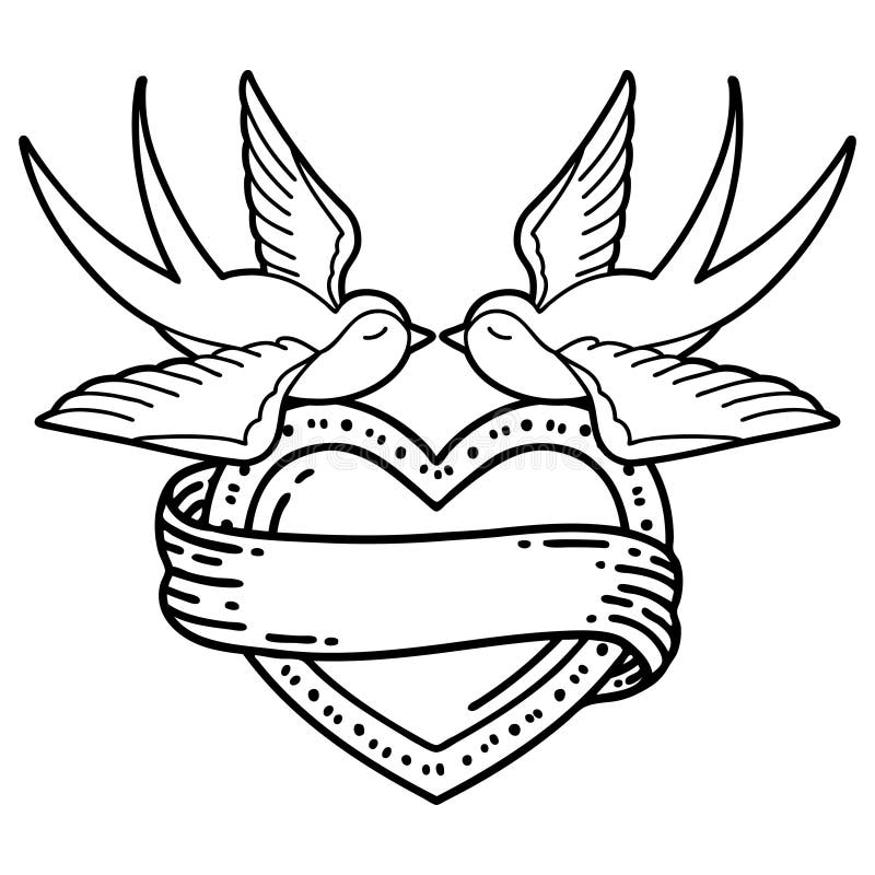 Swallows Tattoo Style stock vector. Illustration of grunge - 1358850