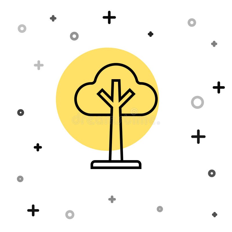 Black line tree icon isolated on white background forest symbol random dynamic shapes vector ilustração stock