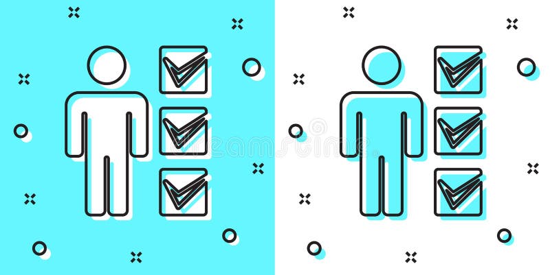 Black line User of man in business suit icon isolated on green and white background. Business avatar symbol user profile stock illustration