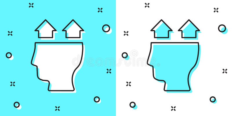 Black line User of man icon isolated on green and white background. Business avatar symbol user profile icon. Male user vector illustration