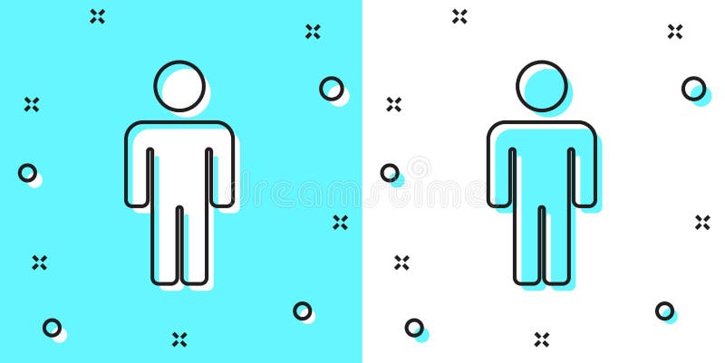 Black line User of man icon isolated on green and white background. Business avatar symbol user profile icon. Male user vector illustration