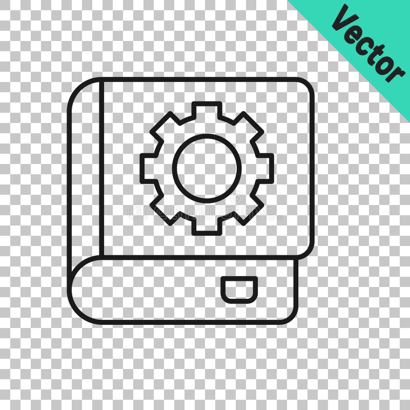 Black line User manual icon isolated on transparent background. User guide book. Instruction sign. Read before use vector illustration