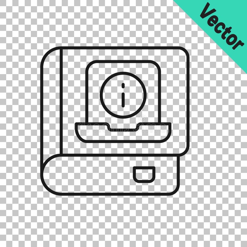 Black line User manual icon isolated on transparent background. User guide book. Instruction sign. Read before use vector illustration