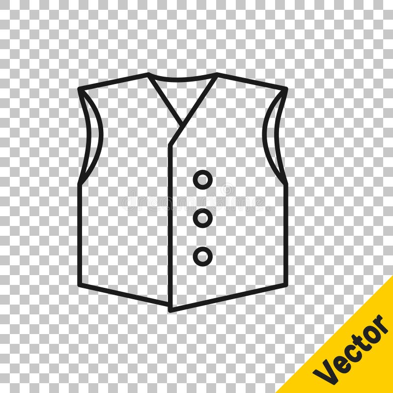 Black Line Waistcoat Icon Isolated on Transparent Background. Classic ...