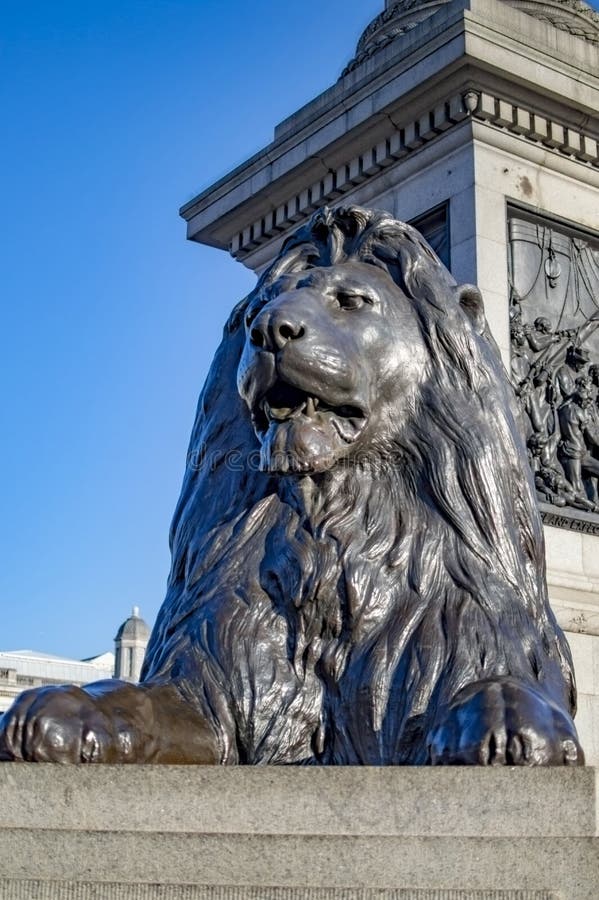 Black Lion Statue at Trafalgar Square Editorial Stock Image Image of