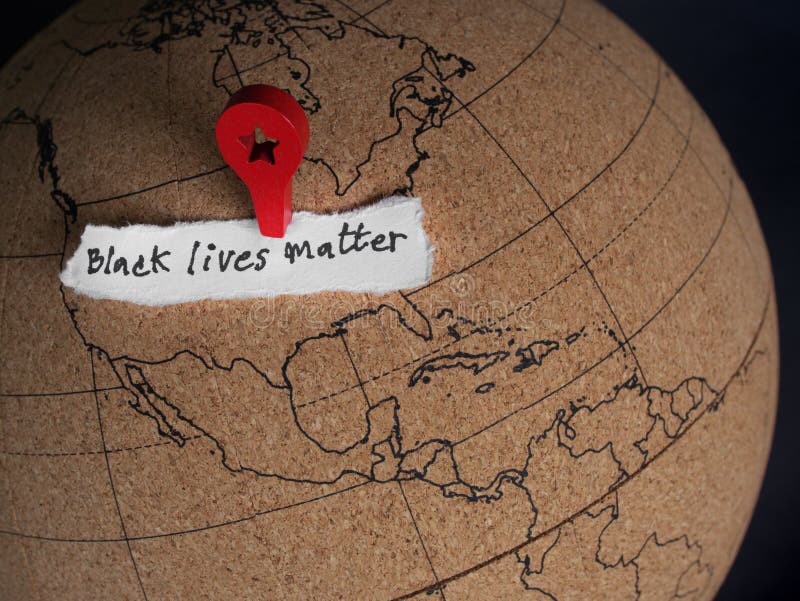 Black lives matter pin on the map of the United States of America
