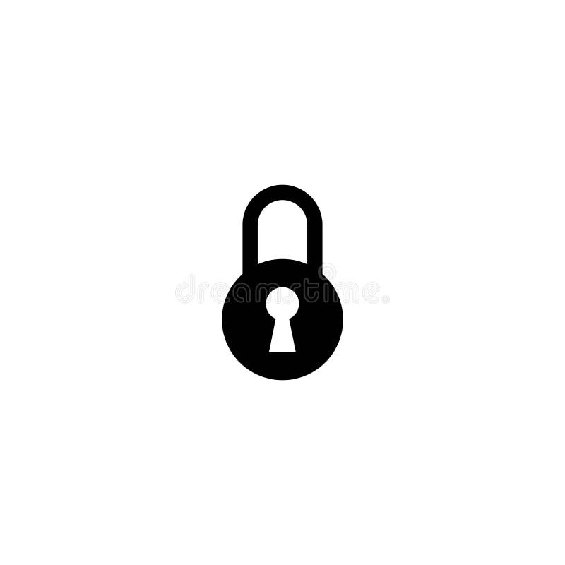 Black Hey Hole Icon. Padlock, Lock Symbol Isolated on White. Flat