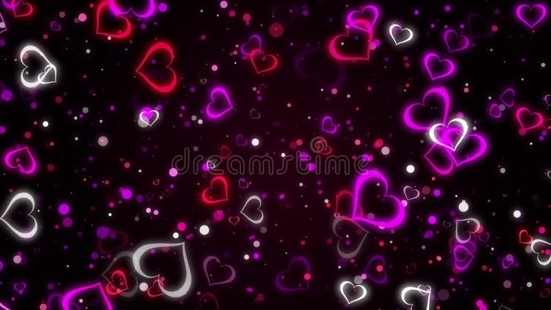 Black loop animation with shape of hearts of different sizes stock illustration