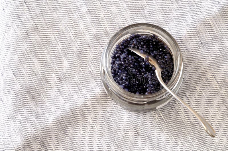 Black Lump Fish Eggs in a Jar, from Above Stock Photo Image of decoration, background 104053382