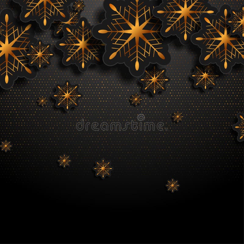 Black and luxury golden winter Christmas background