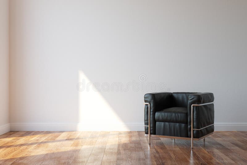 Black Luxury Leather Armchair In Modern Style Interior royalty free stock images