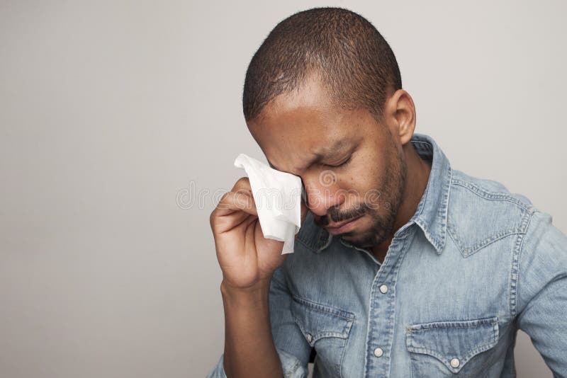 Scared black man face. Stock Photo