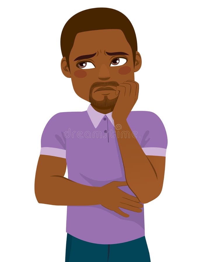 Black Man Concerned Face Expression Stock Vector - Illustration of
