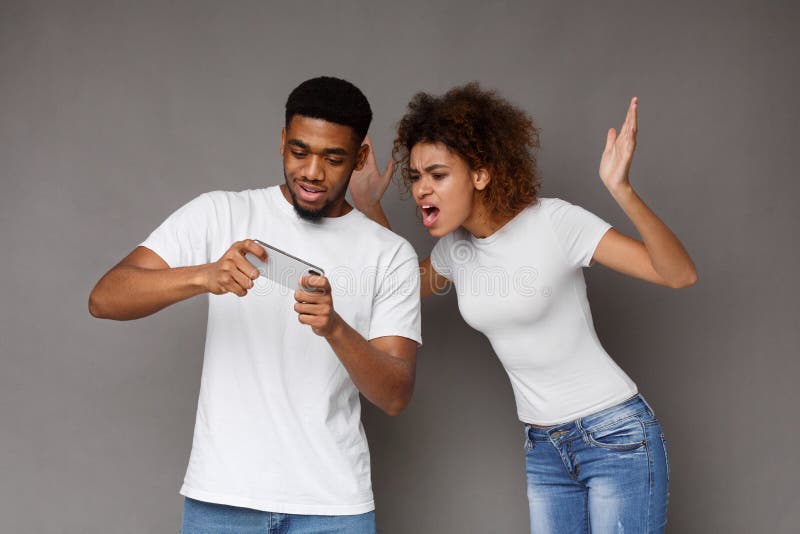 Boring Date. Excited Black Guy Playing Video Games and Ignoring Girlfriend  Next To Him Stock Image - Image of enjoy, conflict: 188745699