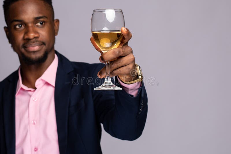 Man Raising a Glass of Wine Close Up Stock Photo Image of portrait