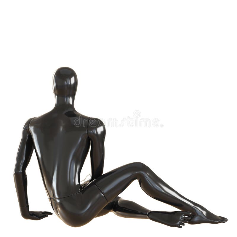 Black Mannequin with a Golden Face Against a Background of Blurred