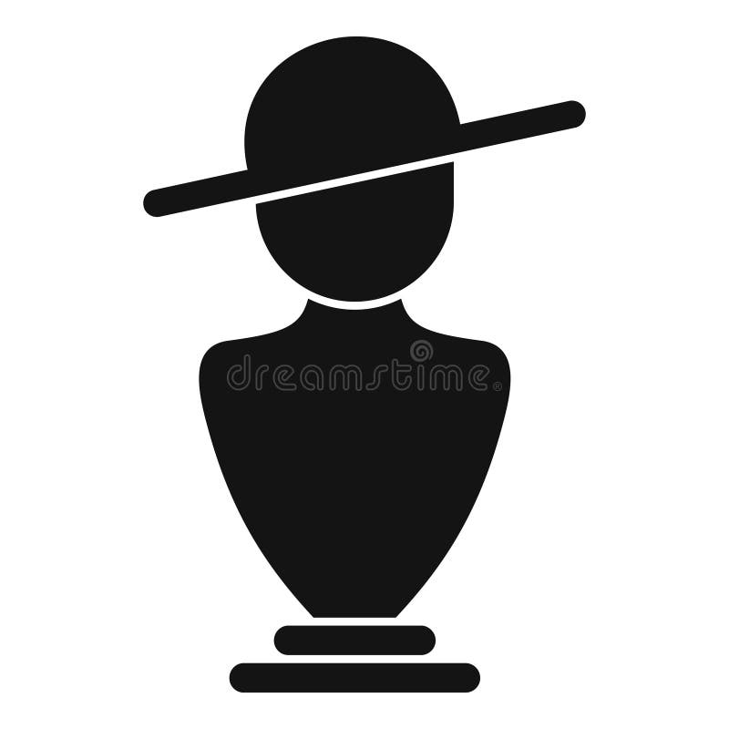 Black mannequin head with a hat wearing icon simple style stock illustration