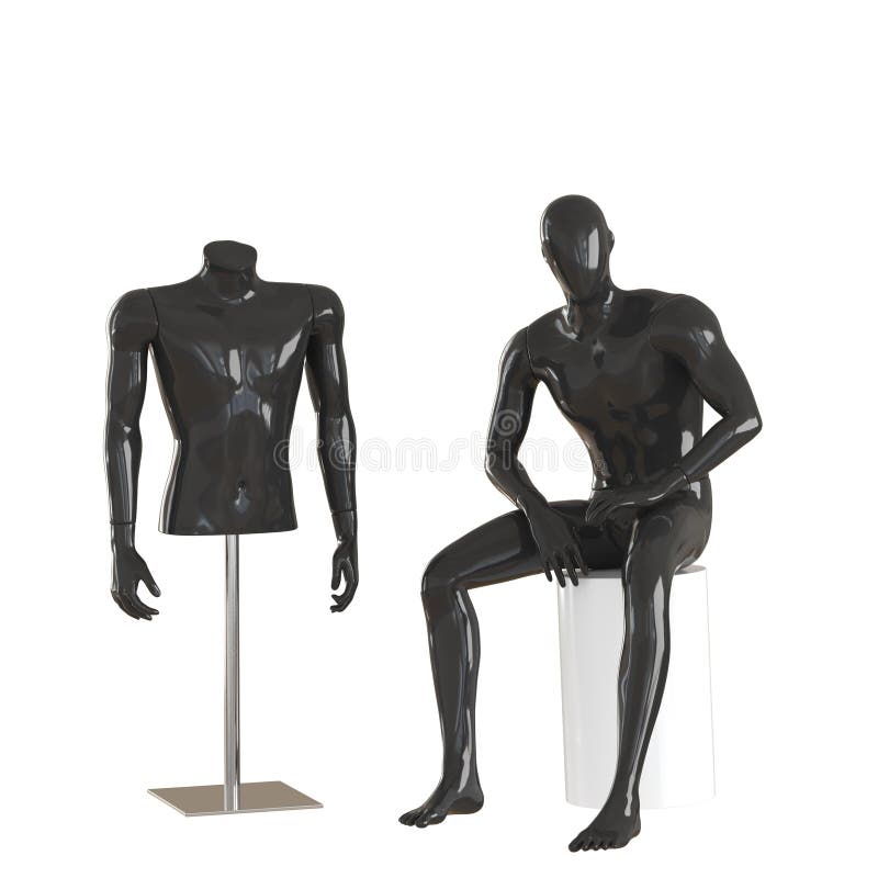A Black Mannequin Stands in a Beautiful Pose with His Legs Crossed. 3D