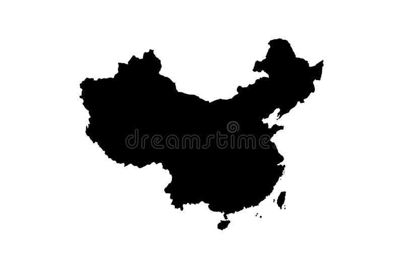 Black Map of China Isolated on White Background. Chinese Map Stock