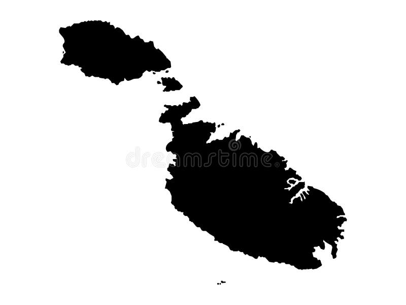 Black Map of Malta on White Background Stock Vector Illustration of