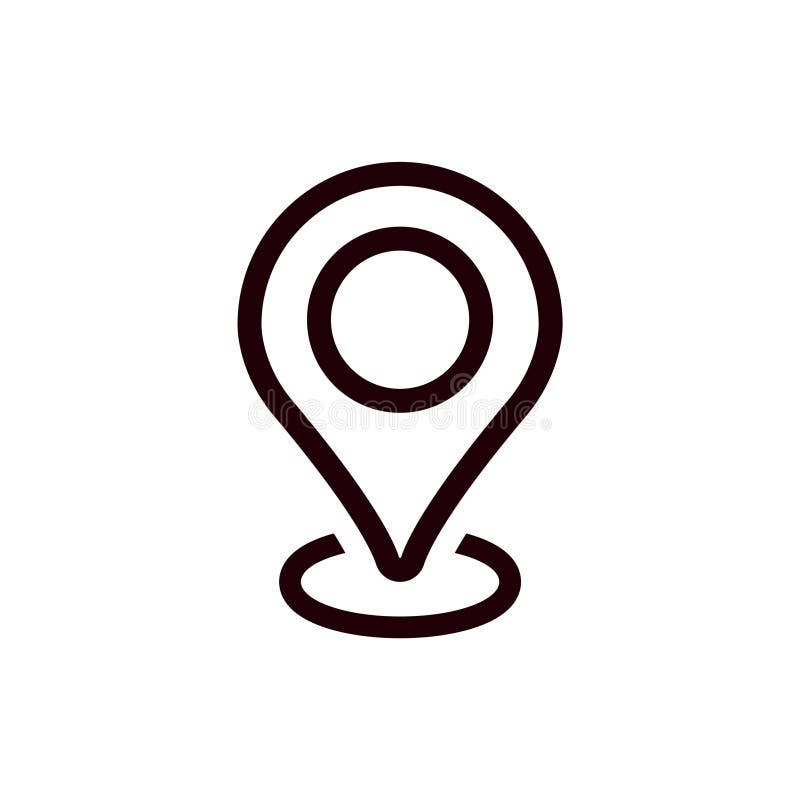 Simple map pin symbol in black showing a location on a map with a neat circular design stock illustration