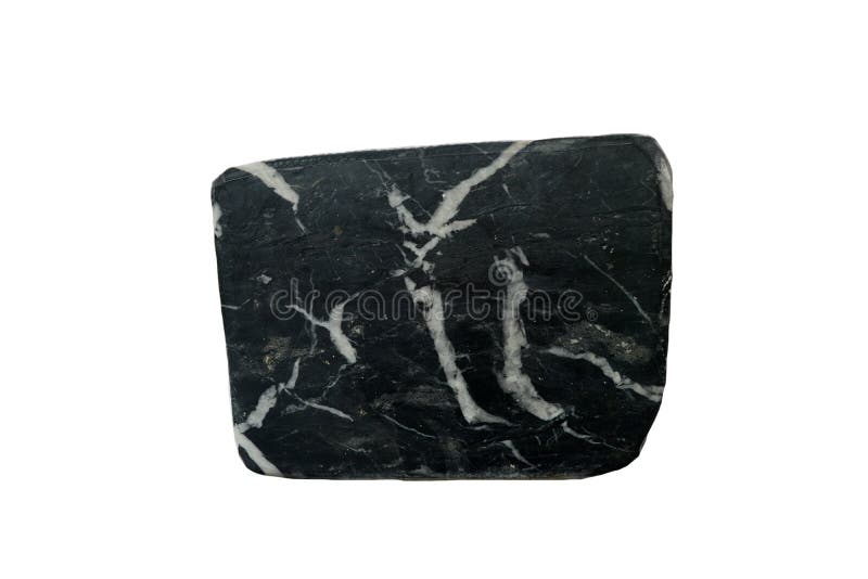 Black Marble Rock Isolated on a White Background. Stock Photo - Image of  macro, black: 191621090