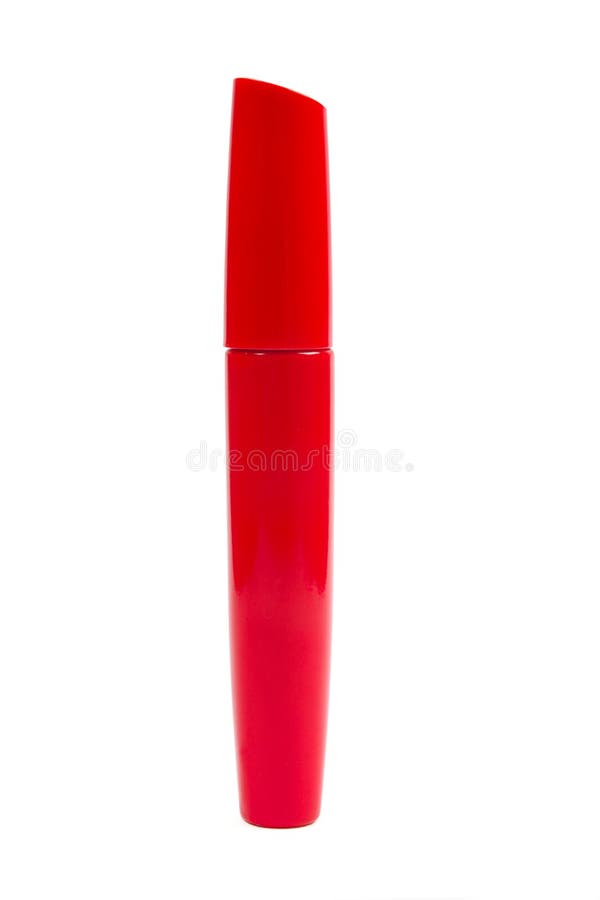 Black mascara in red tube stock image. Image of accessory 17595385
