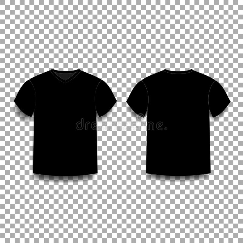 Download Black Male T-shirt Template V-neck Front And Back Side ...