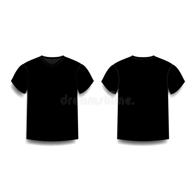 Download Black Male T Shirt Template V Neck Front And Back Side Views Stock Vector Illustration Of Front Back 114550582