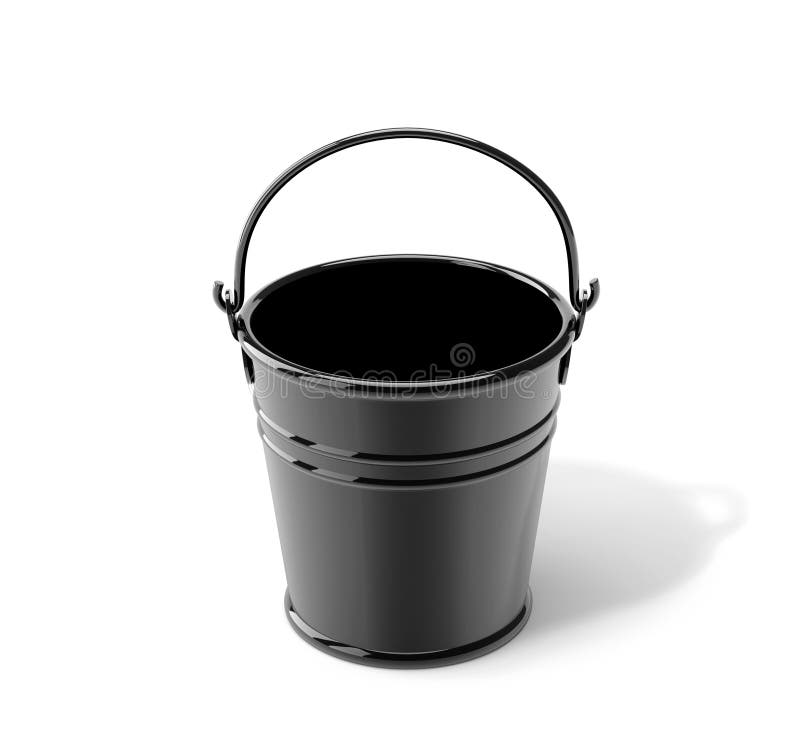 Black Metal Bucket Isolated on White Stock Illustration Illustration
