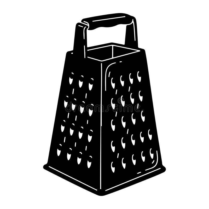 Black metal cheese grater with handle kitchen tool vector illustration