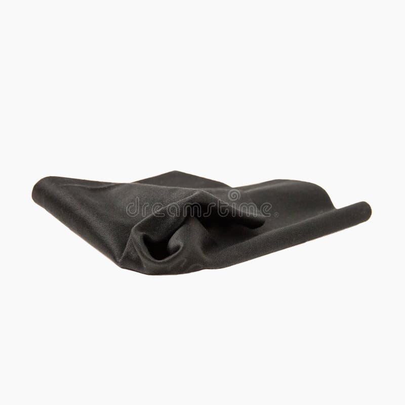 Black Microfiber Soft Material Cleaning Cloth for Eyeglasses Isolated on a White Backgound Stock