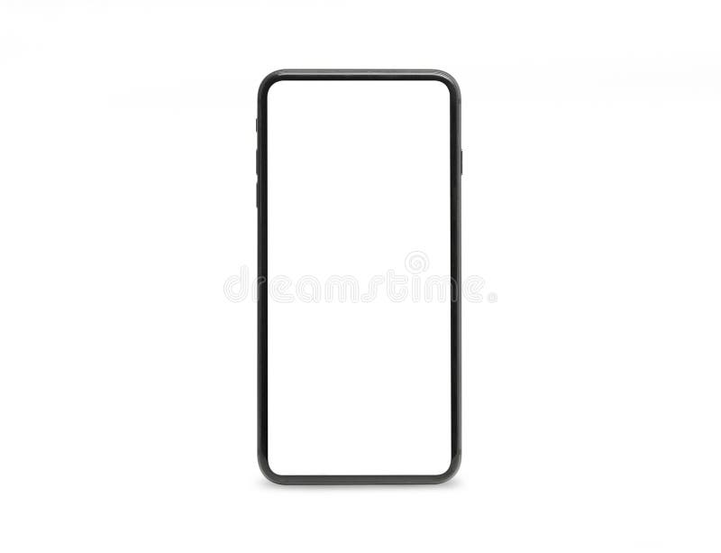 Black mobile smartphone mockup with blank screen isolated on white background with clipping path, Can use mock-up royalty free stock photos