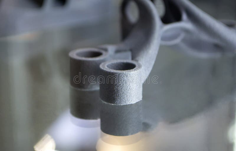 Black Model Detail Printed on 3d Printer from Powder Polyamide Closeup