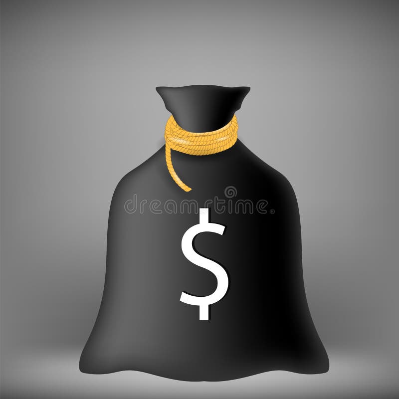 Black Money Bag stock vector. Illustration of large, abundance 62702914