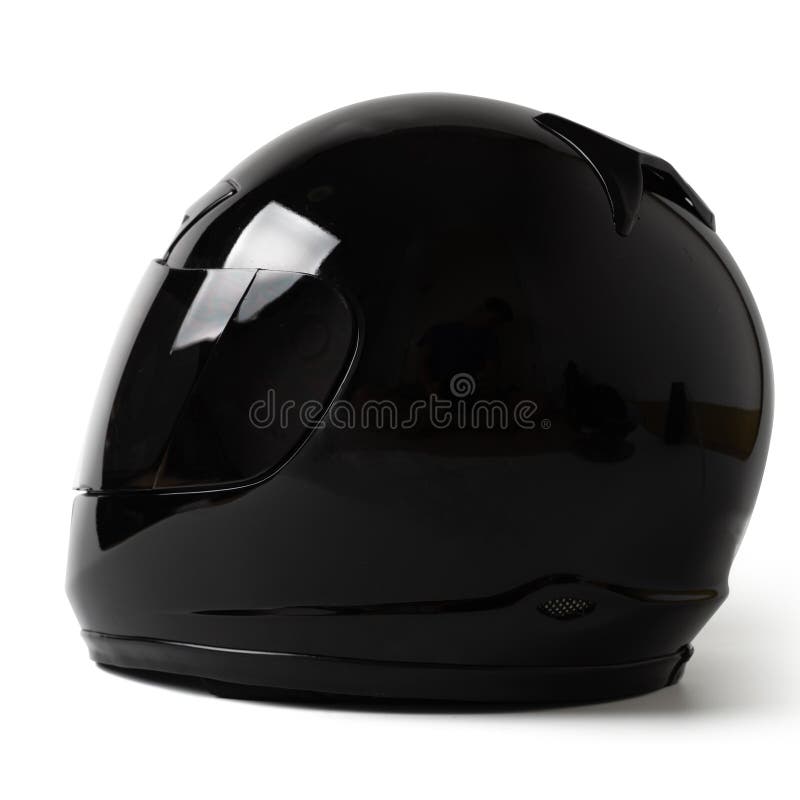 Black Motorcycle Helmet Isolated on White Stock Image Image of protective, black 156295979